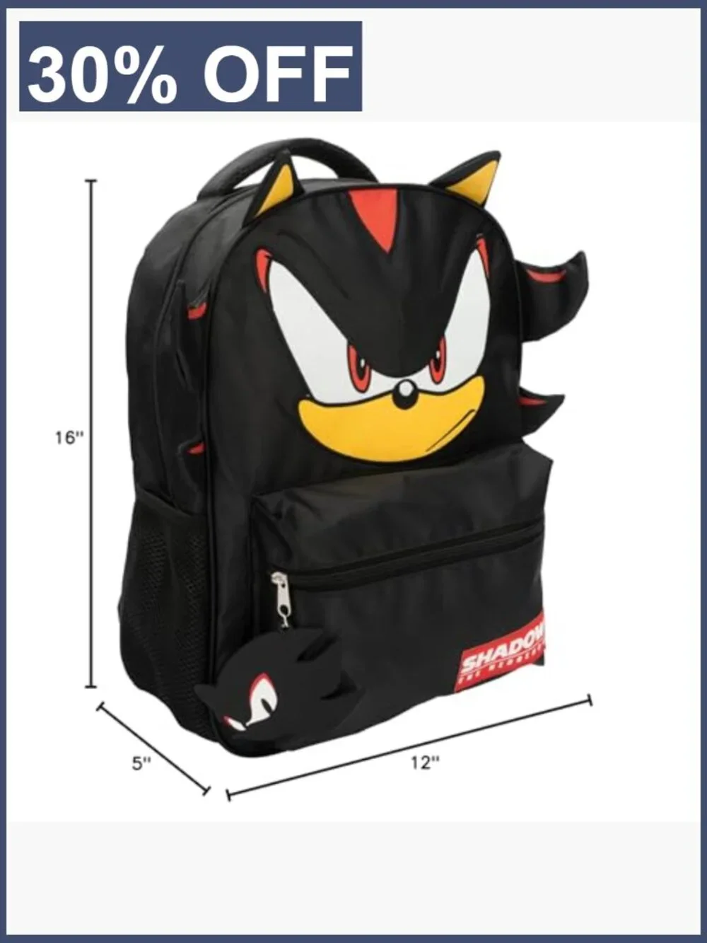 Sonic 16 Inch Backpack with 3D Features, Durable School Bag